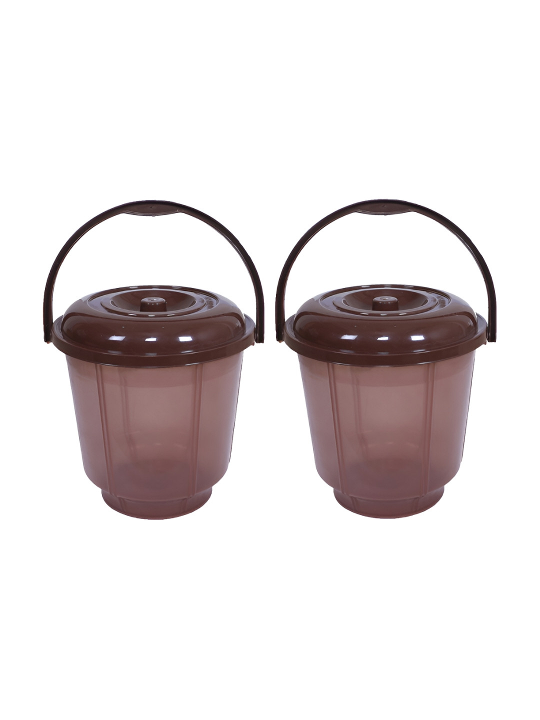 Kuber Industries Brown 2 Pieces Unbreakable Bathroom Bucketes 13 L Each