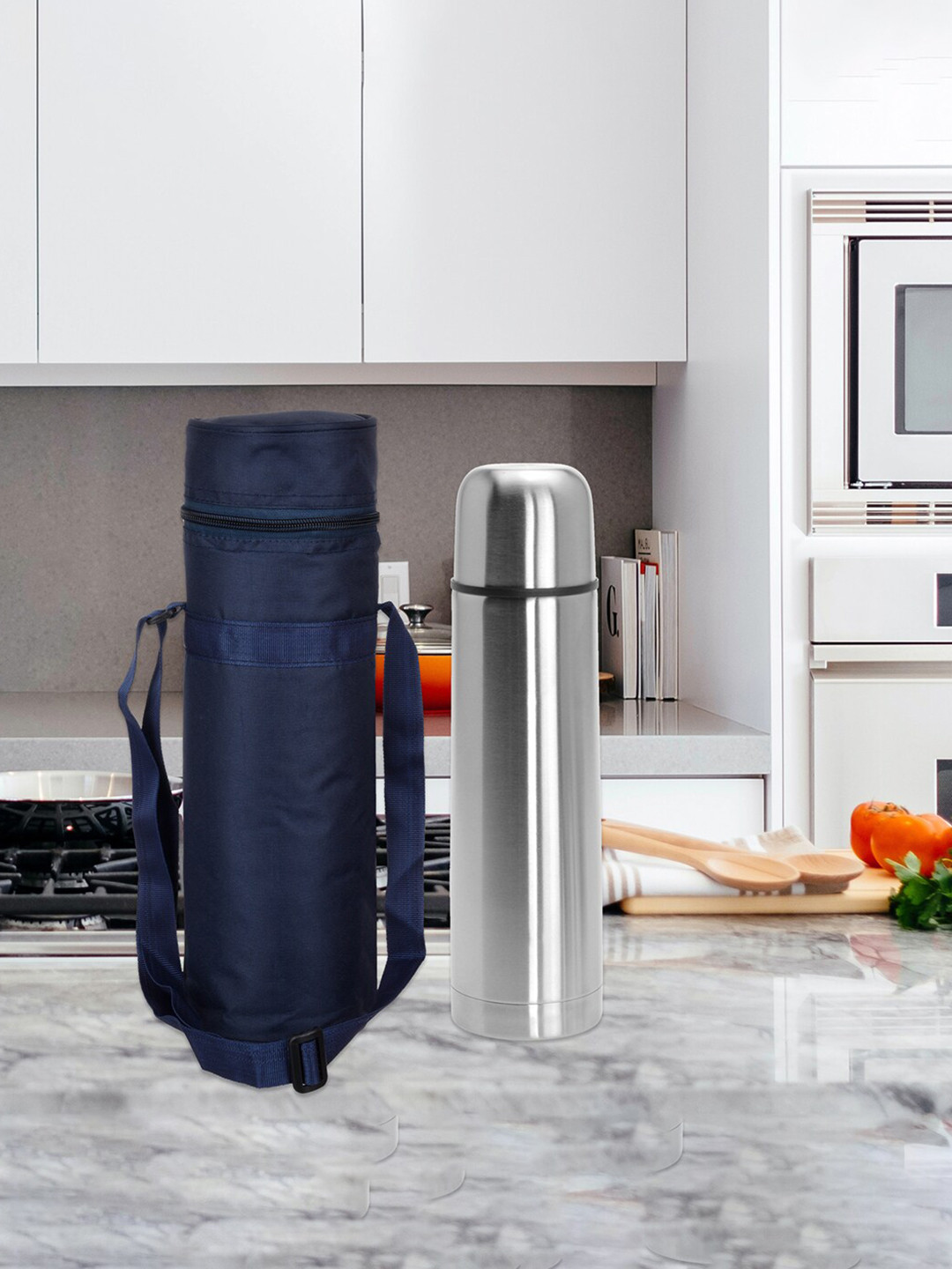 Kuber Industries Blue & Black Water Bottle Bag
