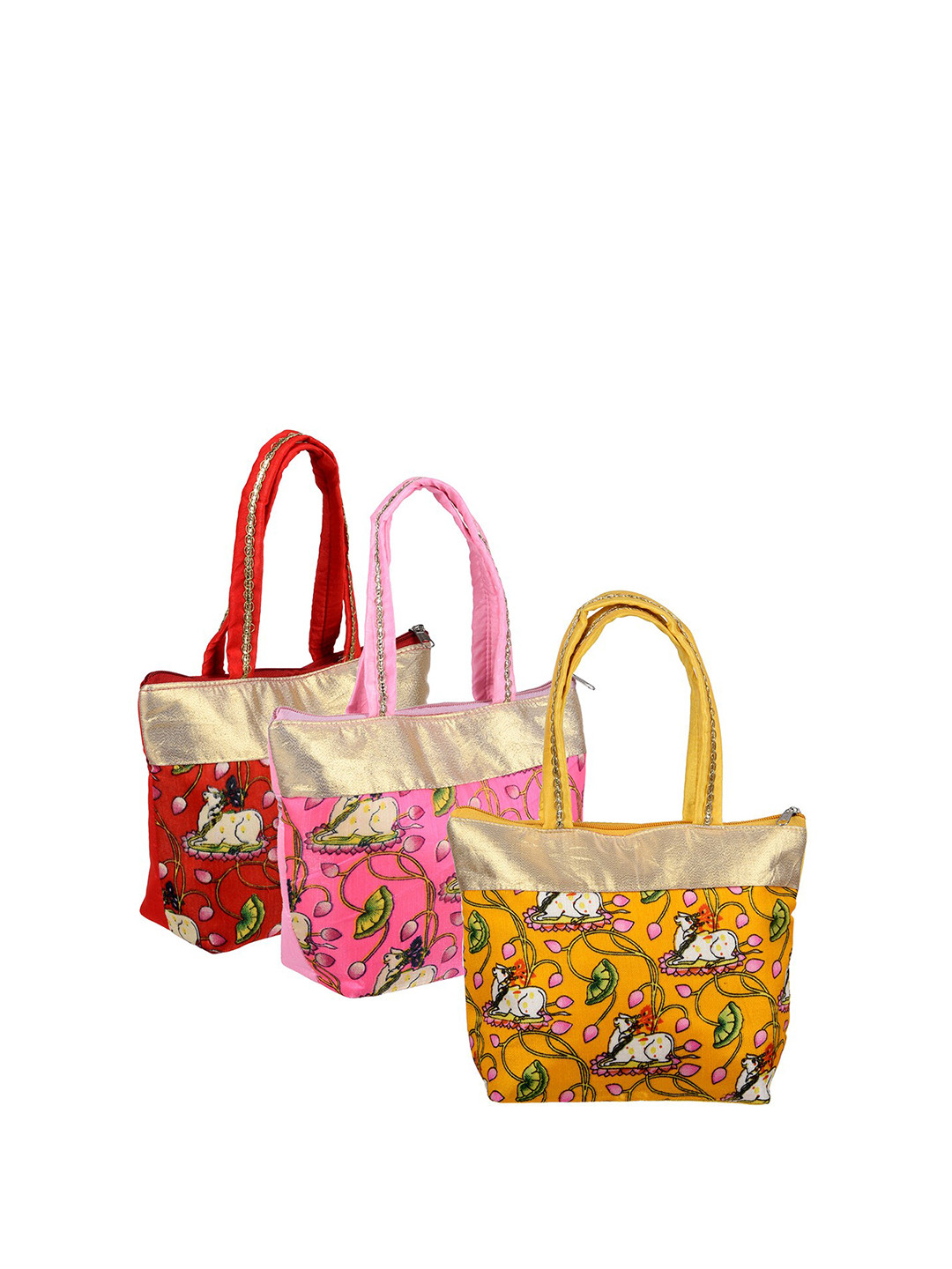 Kuber Industries Set Of 3 Animal Printed Structured Handheld Bag