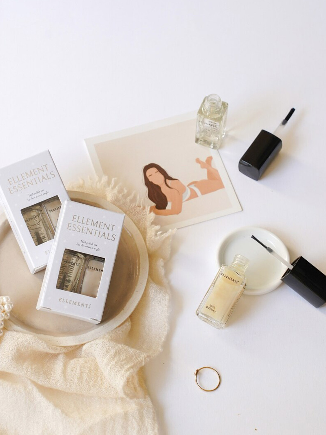 ELLEMENT CO. Set Of 2 Ellement Essentials Nail Polish- 10 ml Each - Base Coat & Gloss Top