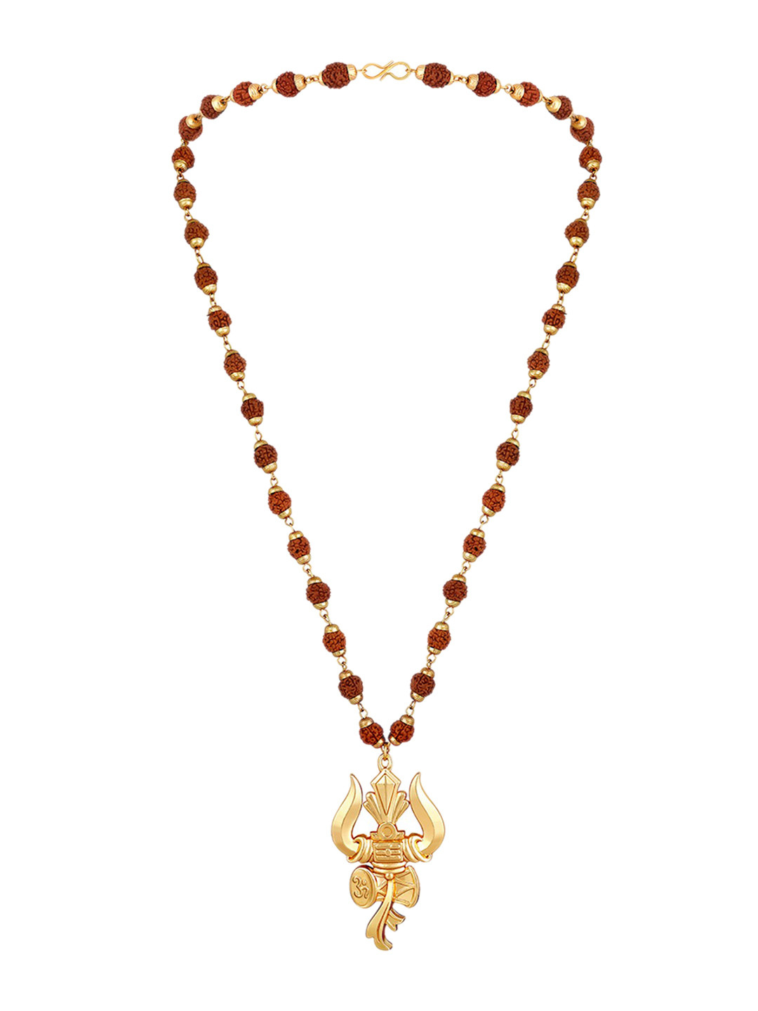 Mahi Gold-Plated Trishul & Damroo Pendant with Mala