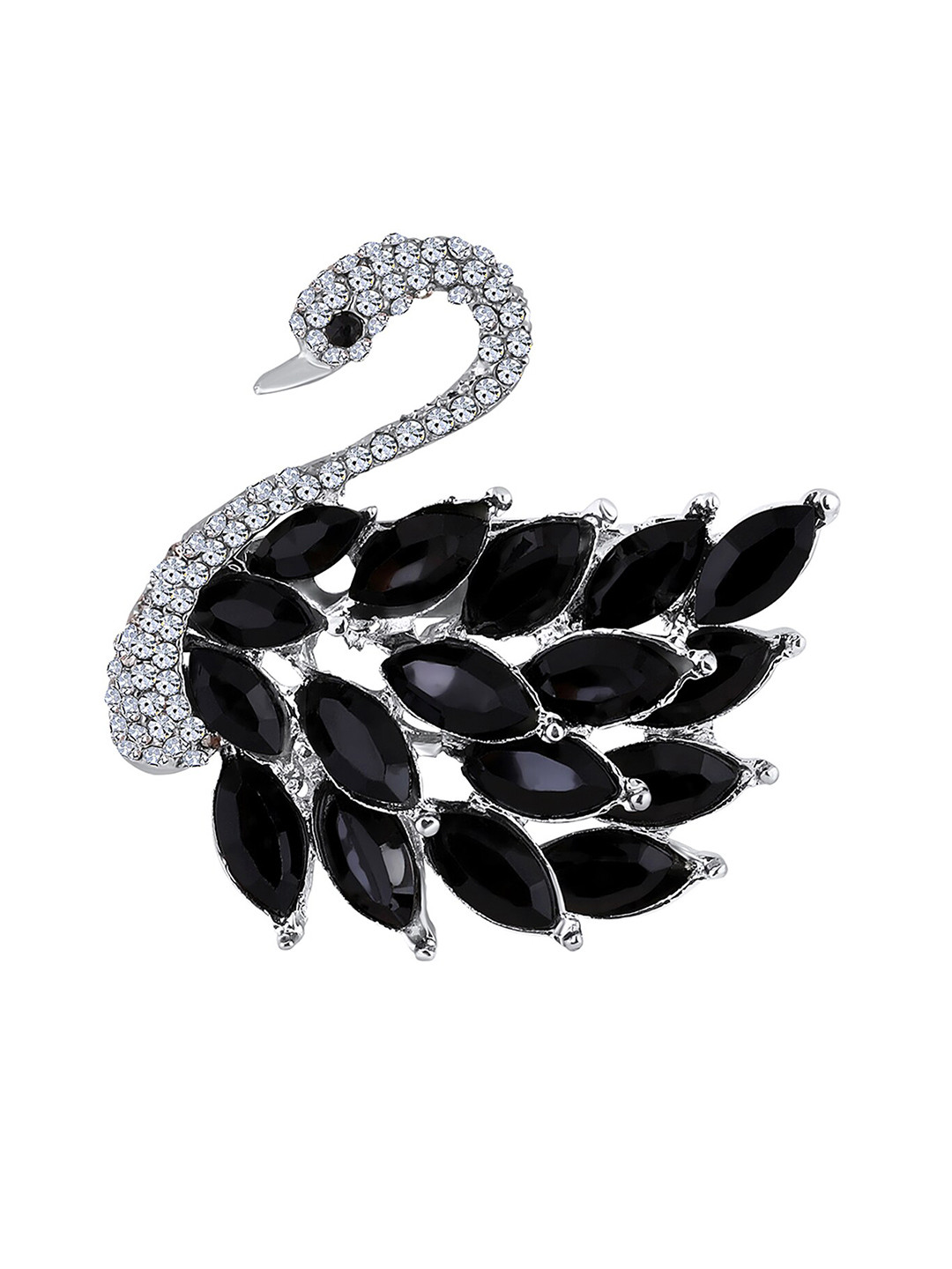 Mahi Men Stone Studded Swan-Shaped Brooch