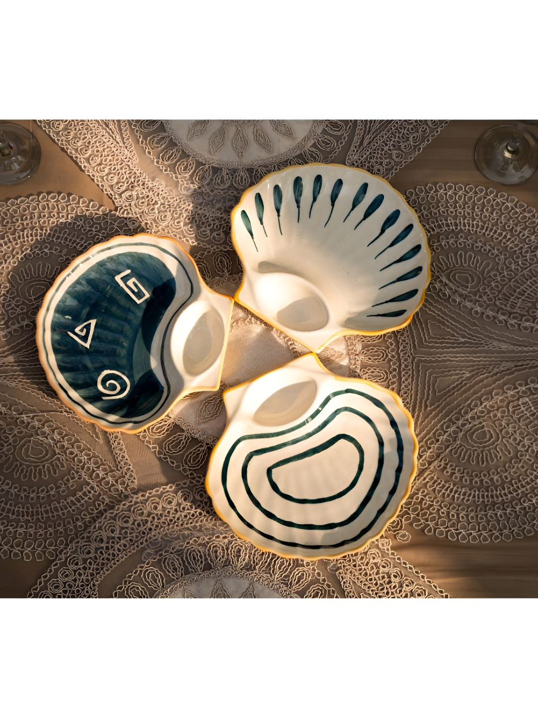 ArteCasa 3 Pieces Easy to Clean Ceramic Food Platter