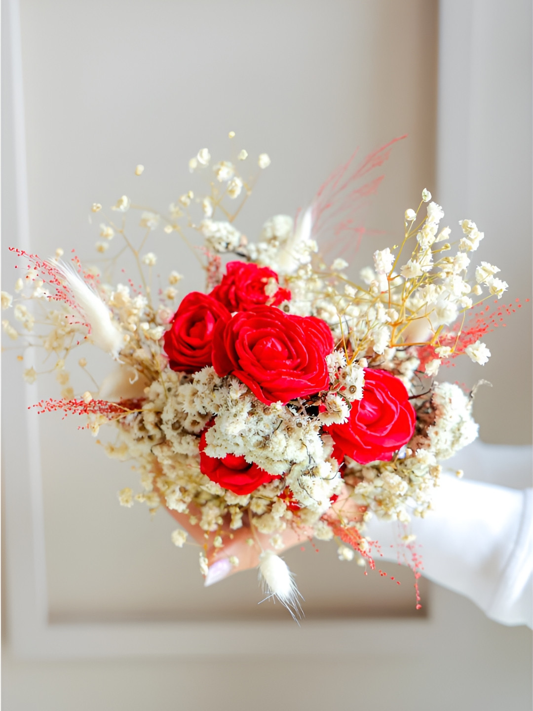 ArteCasa Red Rose Artificial Flower Bunch