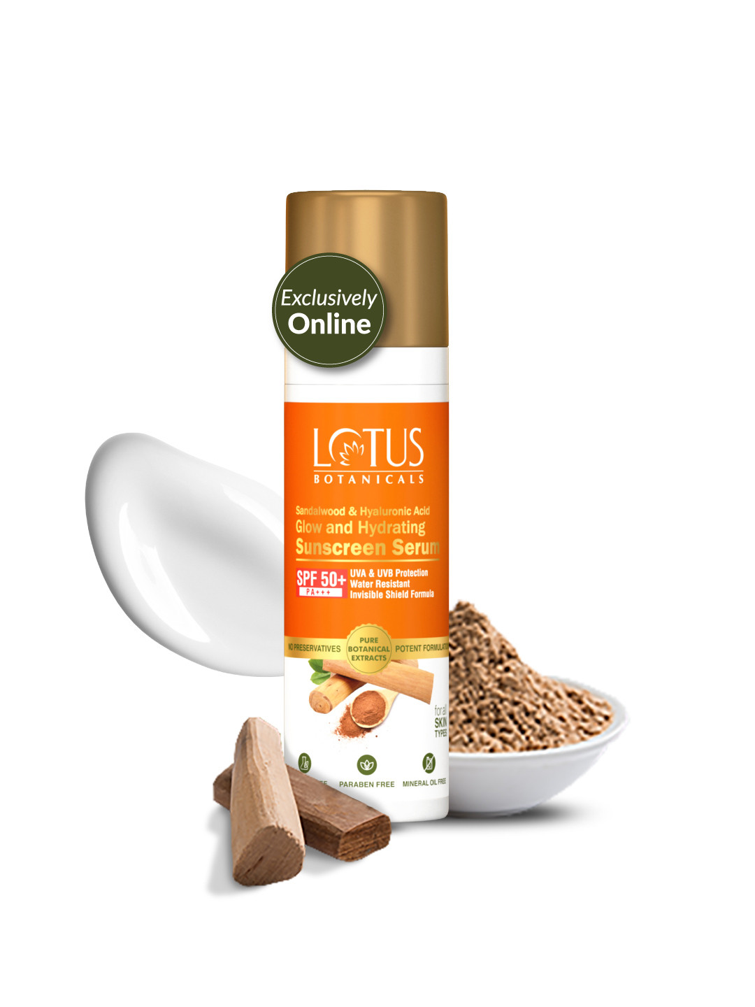 Lotus Botanicals Sandalwood & Hyaluronic Acid Sunscreen SPF 50+ PA+++ - 30ml