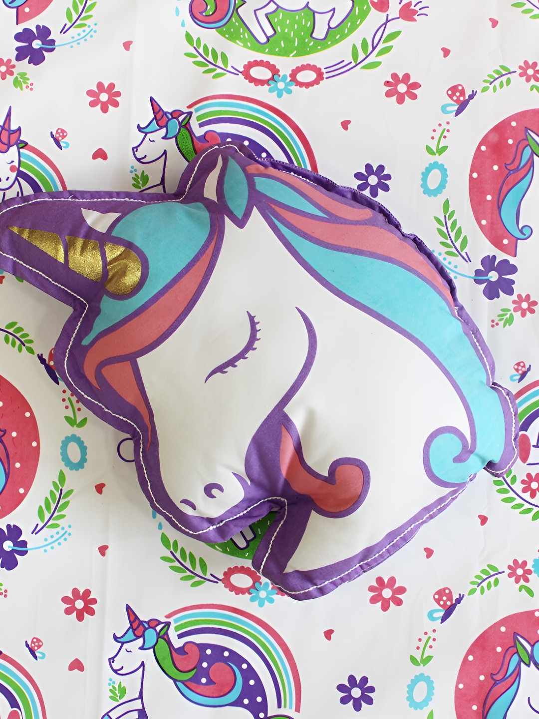 Silverlinen Purple Unicorn Shape Pre Filled Cushion