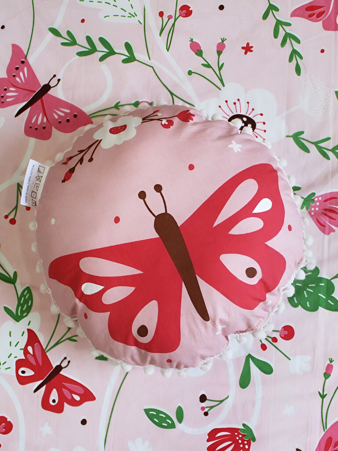 Silverlinen Pink Printed Fiber Filled Cushion