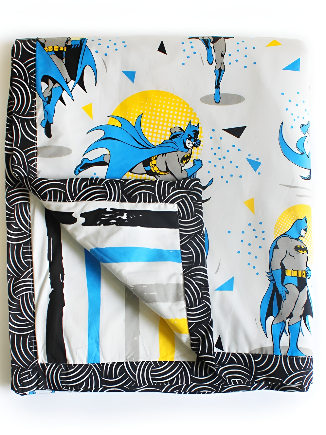 Silverlinen Kids Blue & Black Cartoon Characters AC Room 110 GSM Cotton Single Bed Blanket