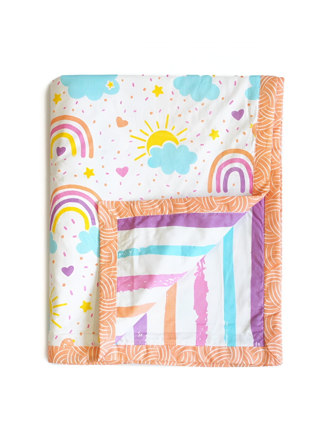 Silverlinen Kids Pink Cartoon Characters 110 GSM Pure Cotton Reversible Single Blanket