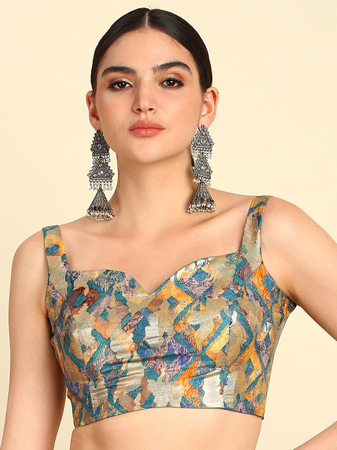 Soch Woven Design Sleeveless Saree Blouse