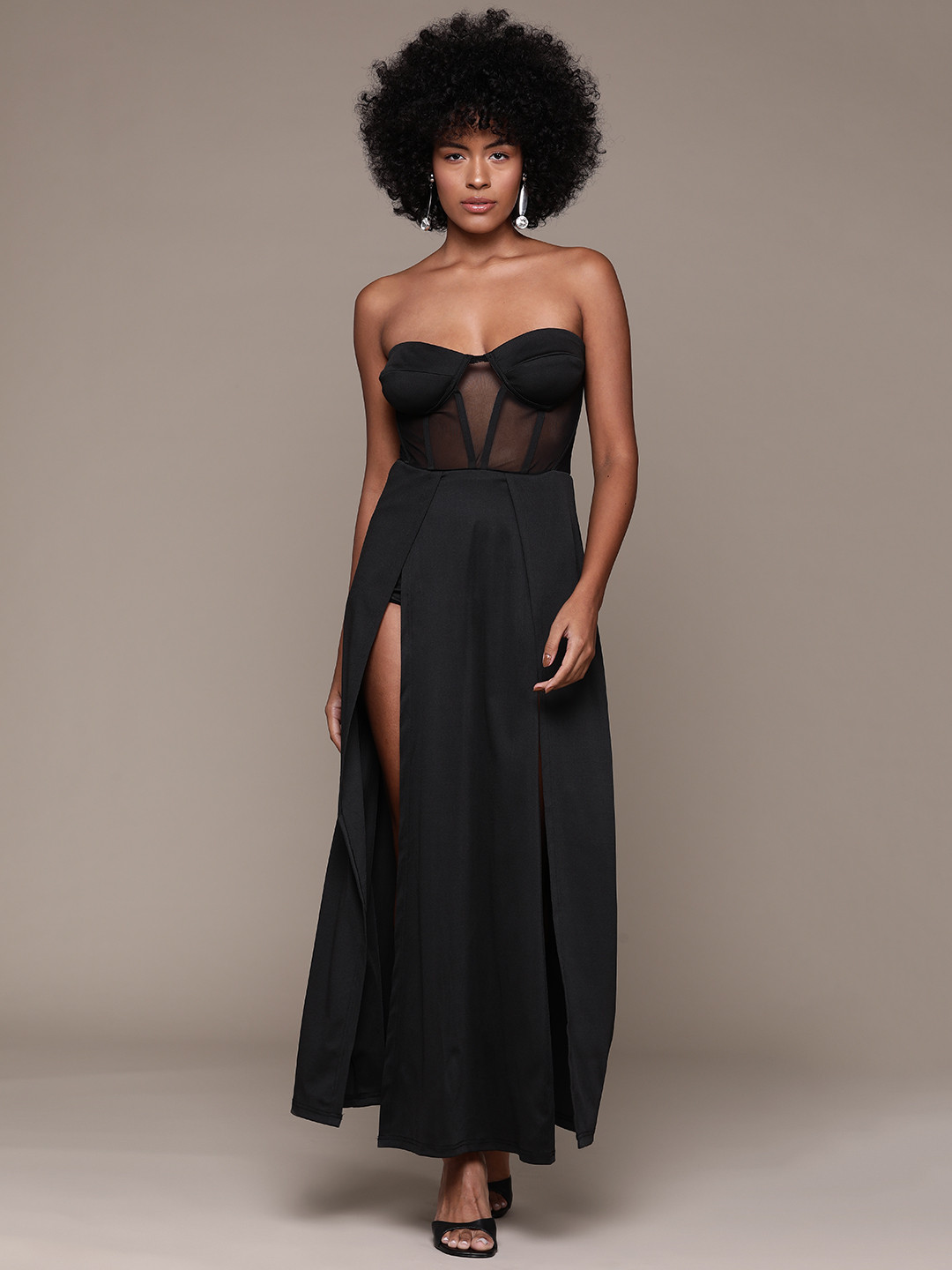 bebe Strapless A-Line Maxi Dress