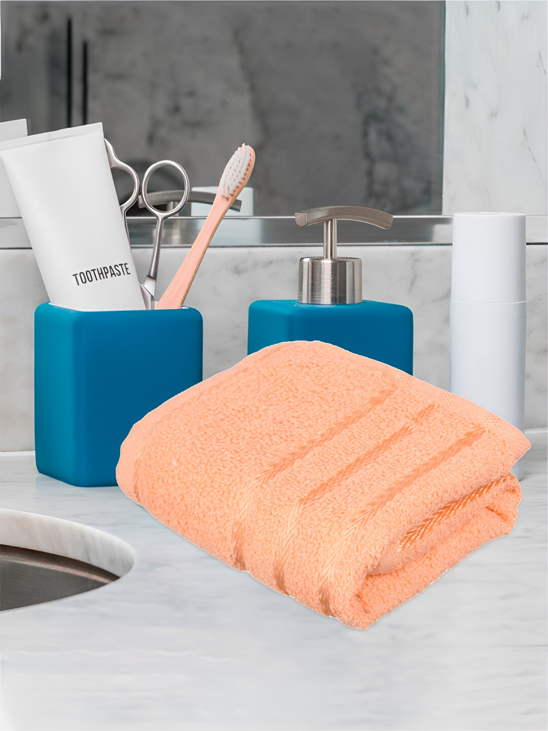 Kuber Industries Brown & Peach-colored 4 Pieces Cotton Highly Absorbent Face Towels