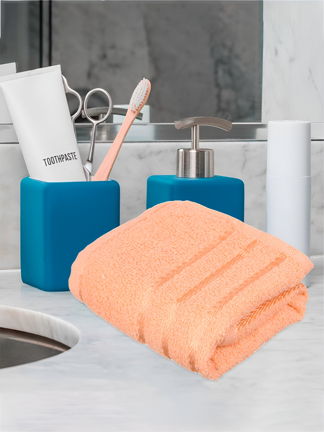 Kuber Industries 4 Pieces Pink & Peach-colored Pure Cotton 380 Lining Face Towels