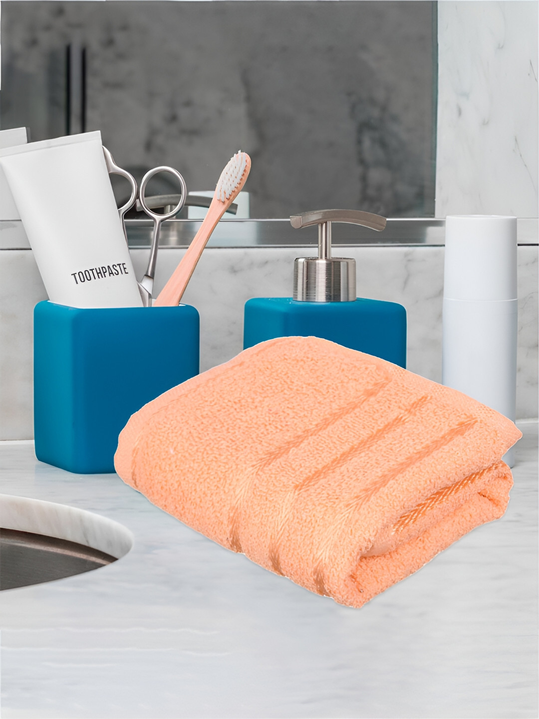 Kuber Industries 4 Pieces Peach-colored Pure Cotton 380 Lining Face Towels