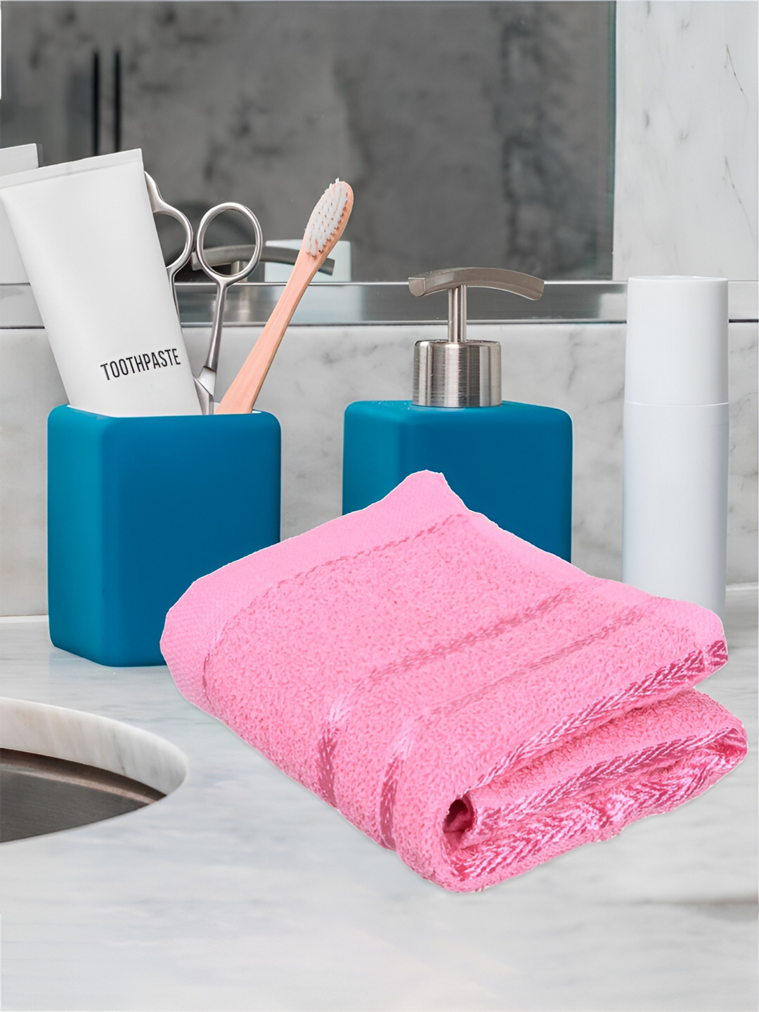 Kuber Industries 5-Pcs Pink 380 GSM Pure Cotton Face Towels