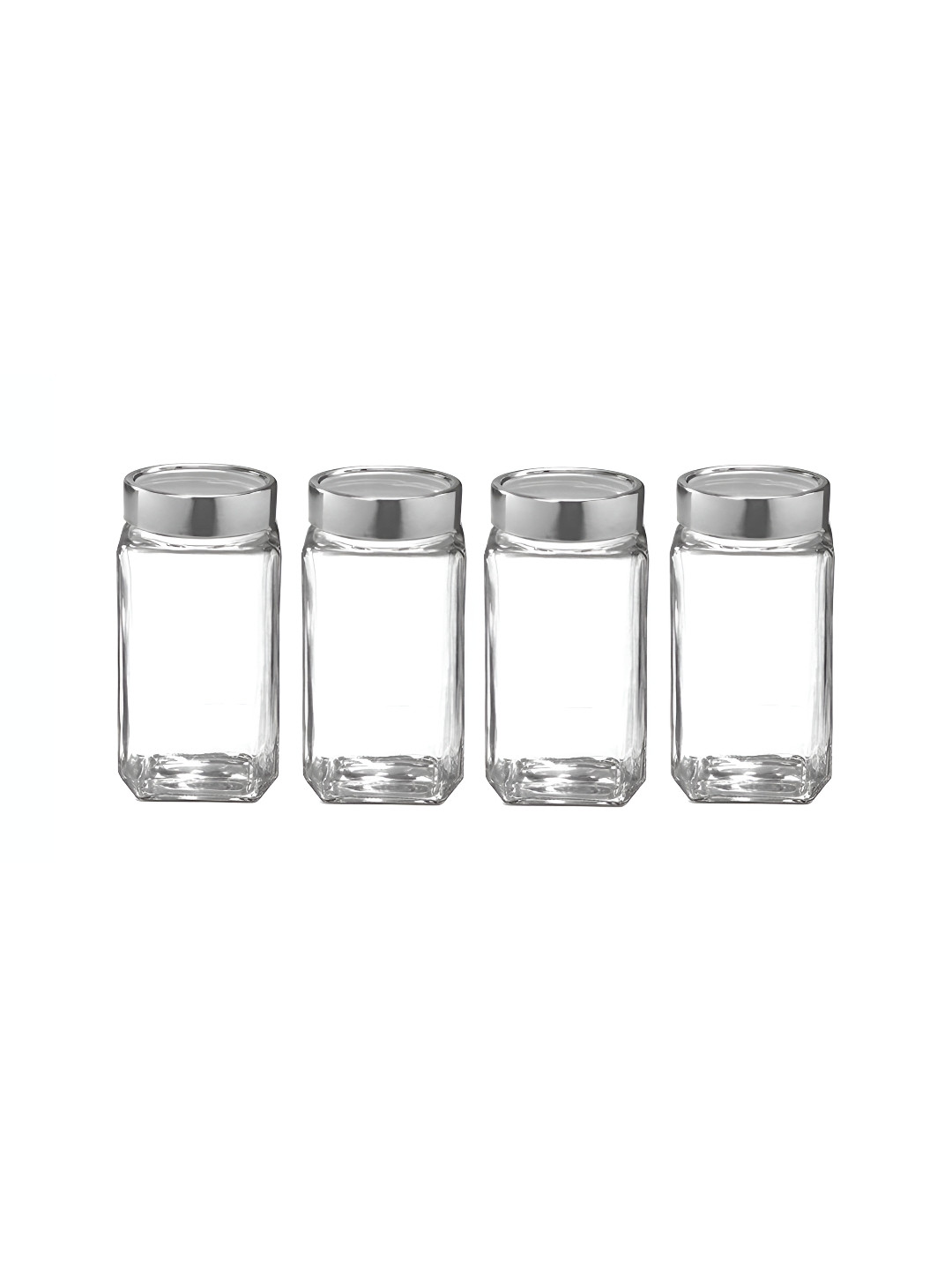 Tyche Enterprises Piramal Transparent Glass 4 Piece Screw Top Jar-800ml