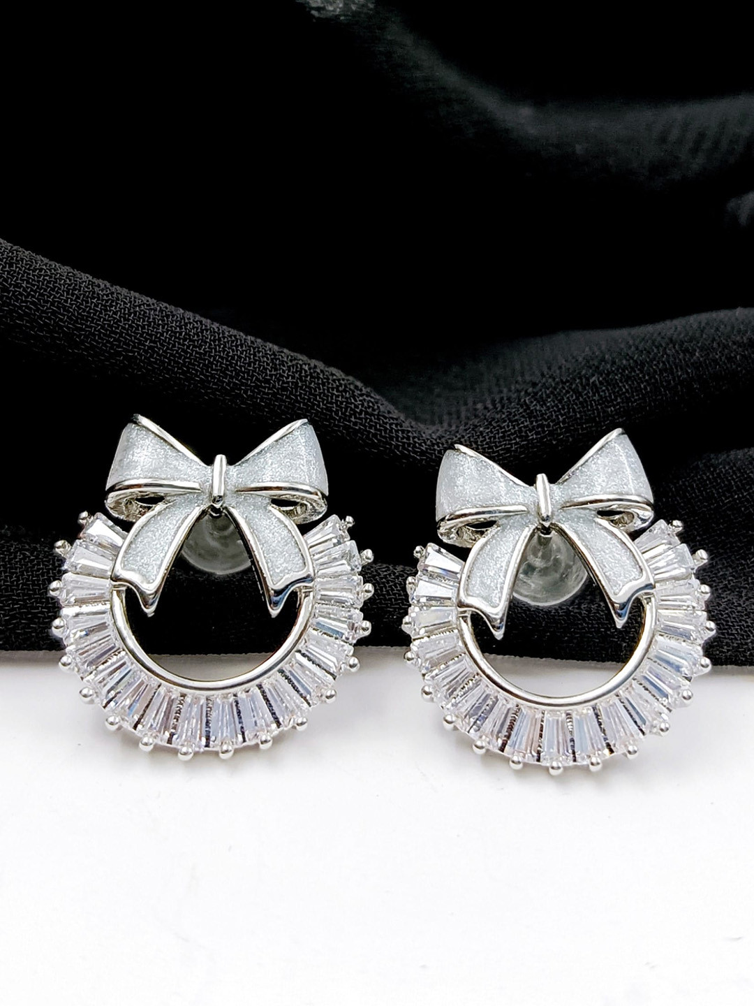 Manikya Silver-Plated Anti Tarnish CZ Studs Earrings