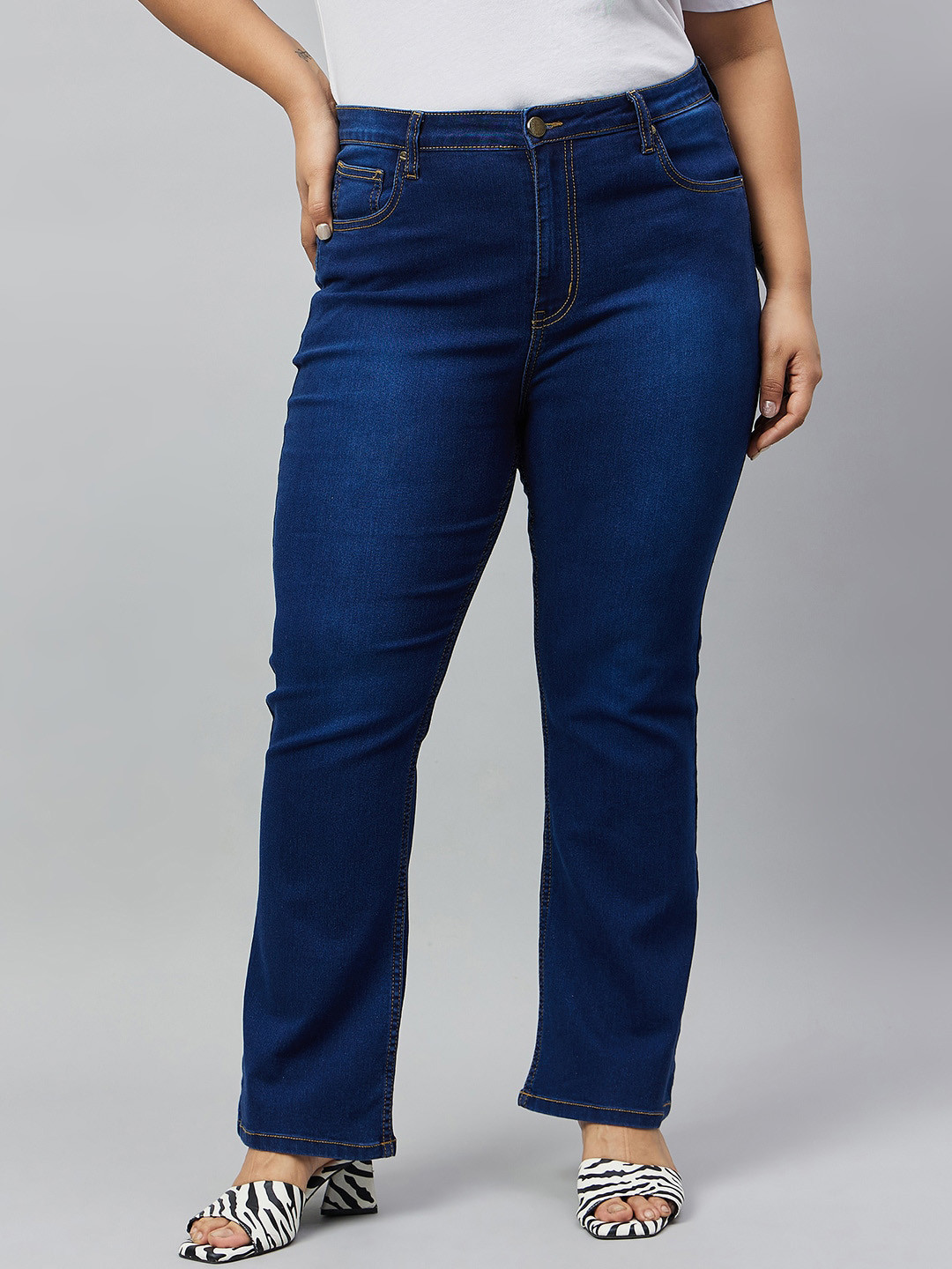 Style Quotient Plus Size Women Bootcut High-Rise Light Fade Stretchable Denim Jeans