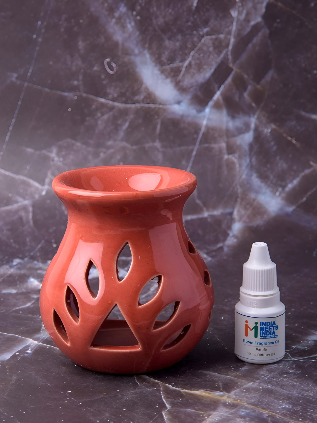 INDIA MEETS INDIA Red Ceramic Tea Light Candle Holder