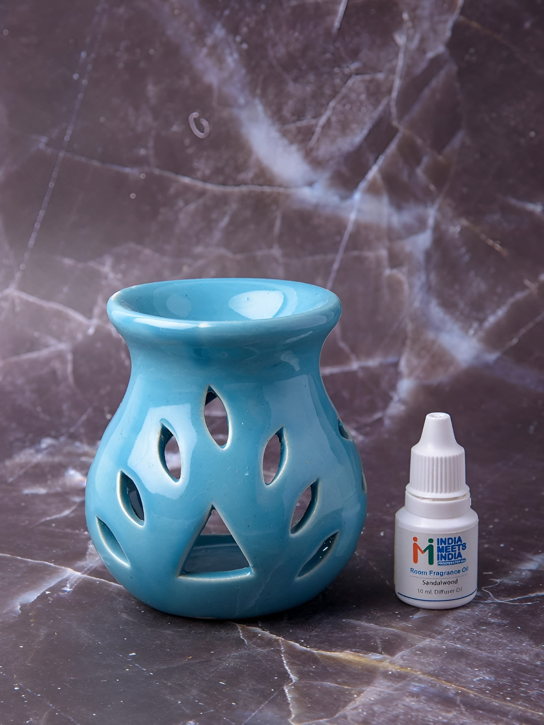 INDIA MEETS INDIA Blue Ceramic Tea Light Candle Holder