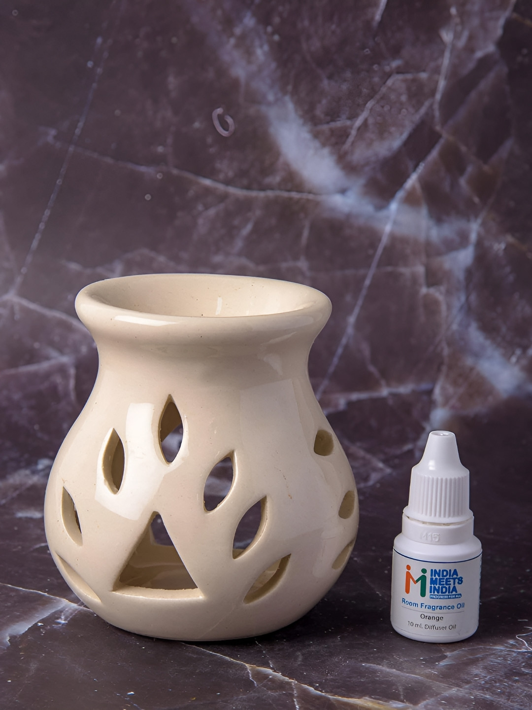 INDIA MEETS INDIA Off White Ceramic Tea Light Candle Holder