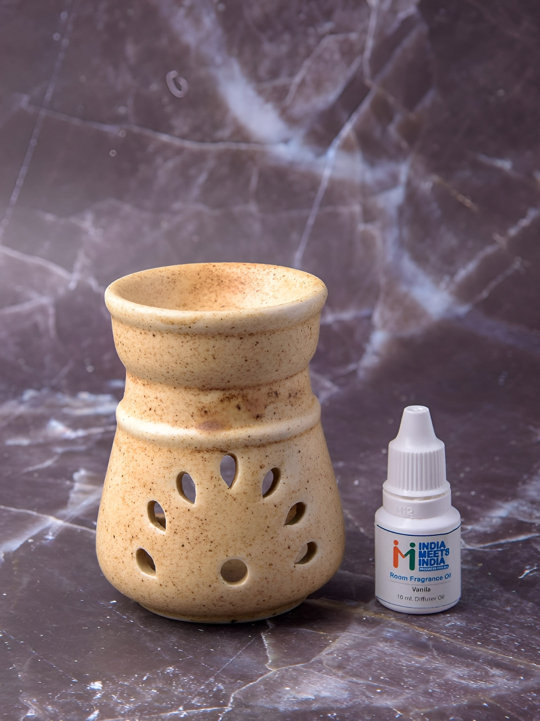 INDIA MEETS INDIA Beige Ceramic Tea Light Candle Holder