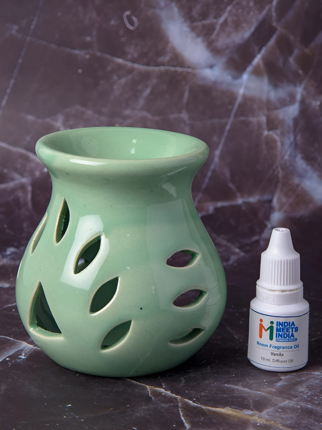 INDIA MEETS INDIA Turquoise Blue Ceramic Tea Light Candle Holder