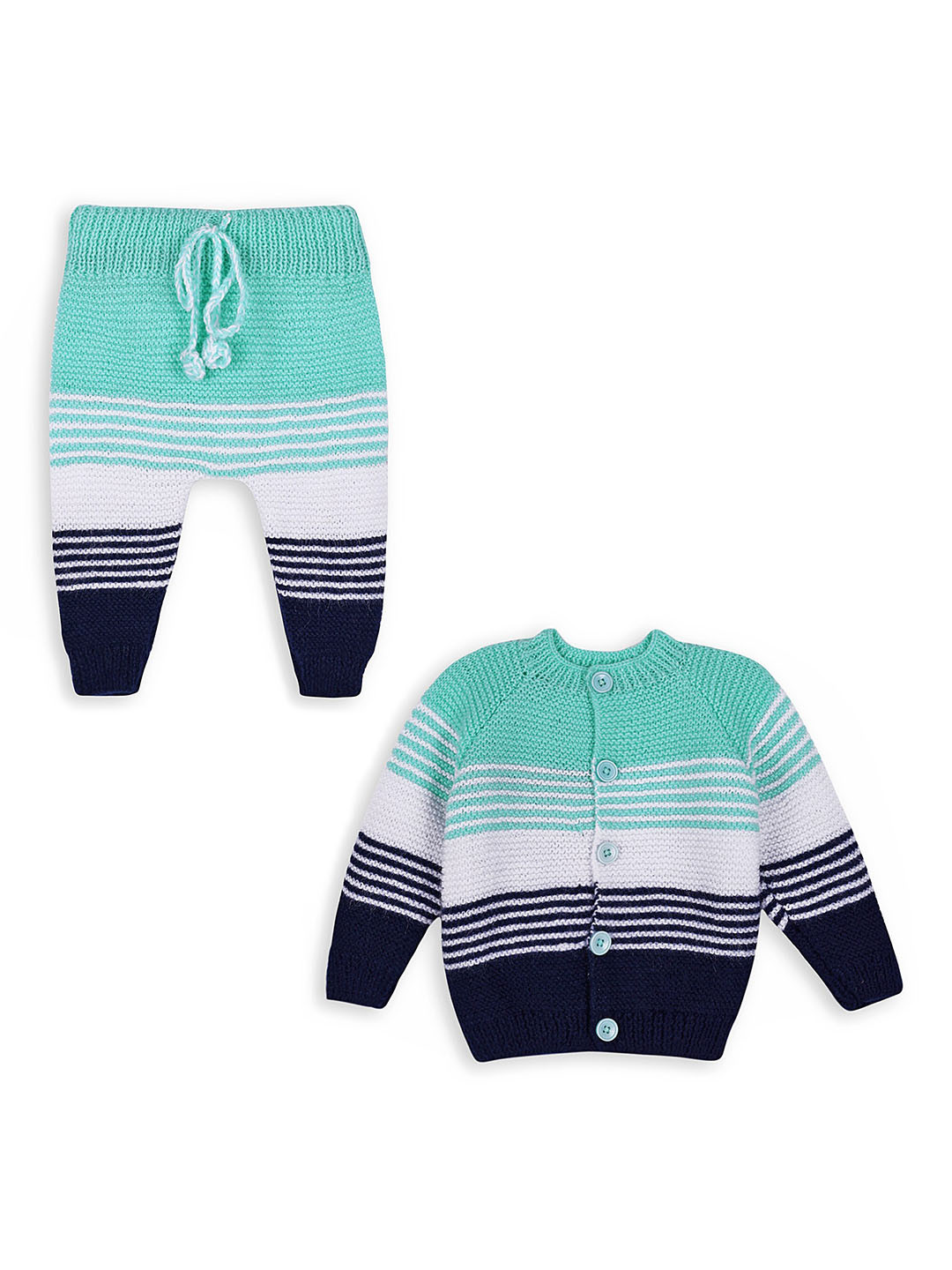 WINDROP SOLUTIONS Kids Striped Round Neck Long Sleeves Pure Wool Shirt with Pyjamas