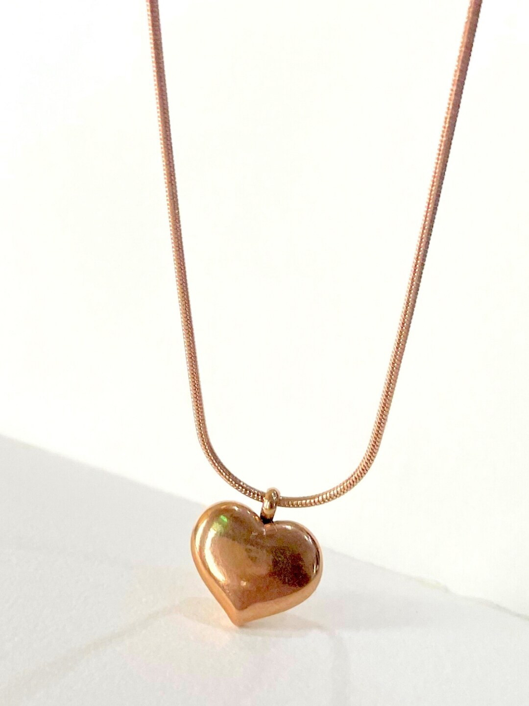 SALVE Rose Gold-Plated Stainless Steel Heart Shaped Anti-Tarnish Pendant With Chain