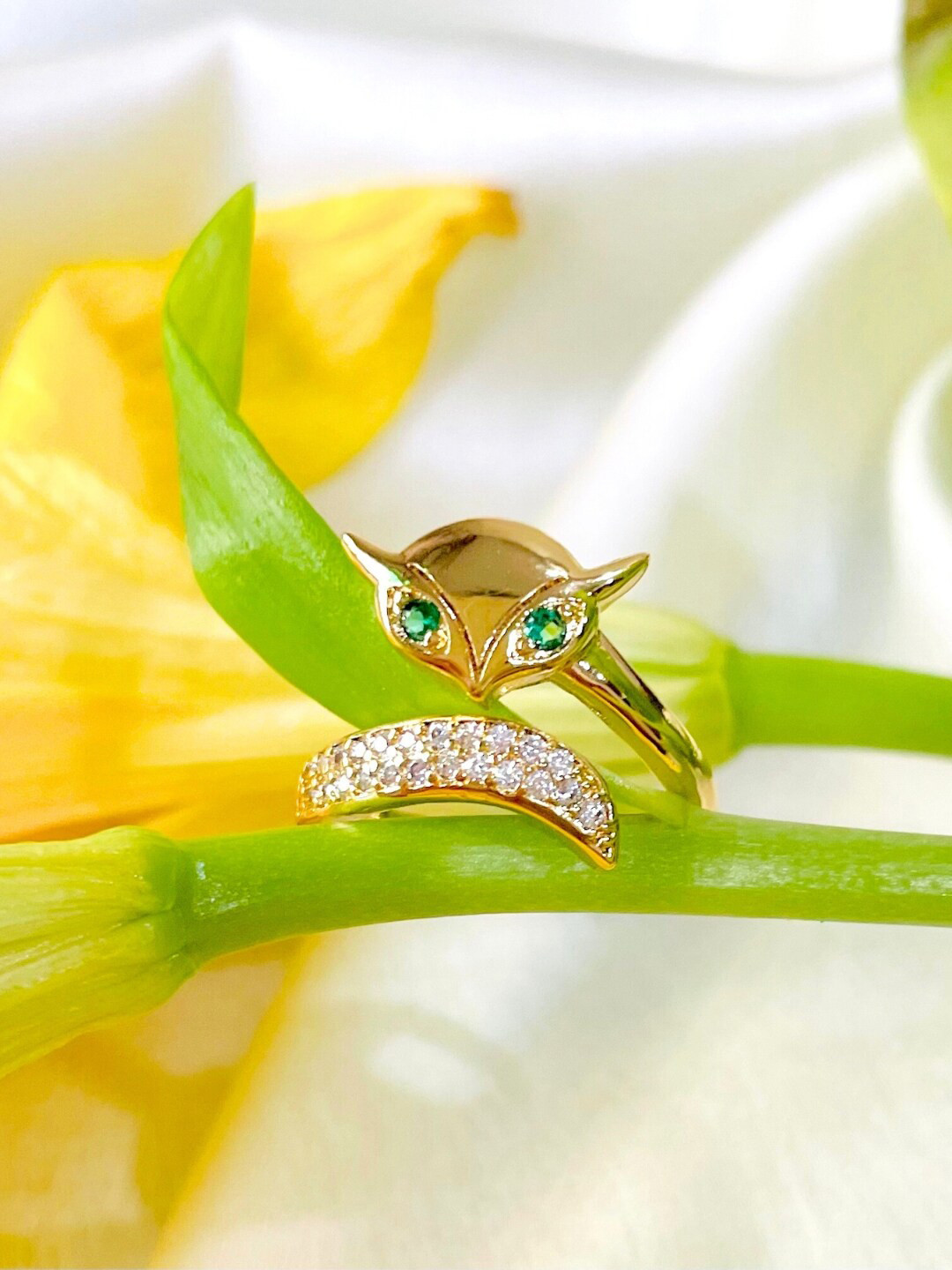 SALVE Gold Plated Cubic Zirconia Stainless Steel Finger Ring