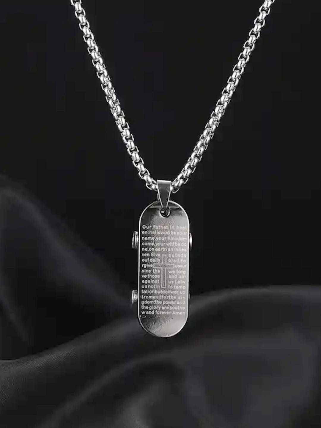 SALVE Stainless Steel Skateboard Pendant With Chain