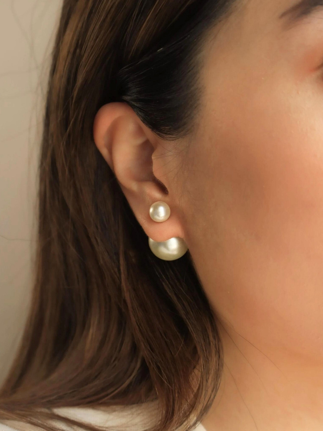 SALVE Circular 2 in 1 Double Pearl Anti-Tarnish Stud Earrings