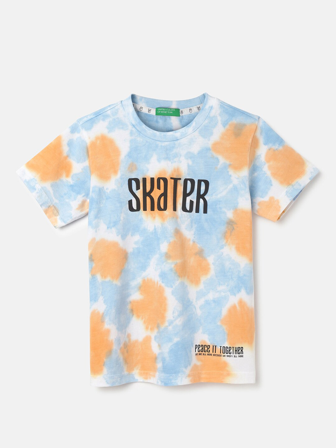 United Colors of Benetton Boys Round Neck Short Sleeves Typography Printed Cotton T-shirt