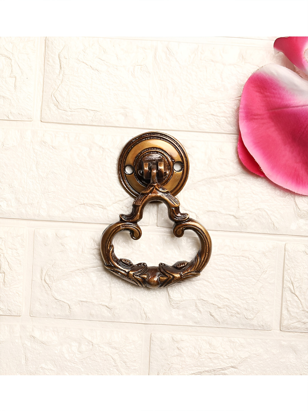 Two Moustaches Brown Ethnic Indian Carved Brass Door Knocker