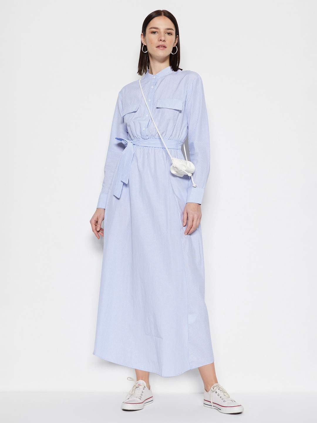 Trendyol Vertical Striped Fit And Flare Maxi Dress