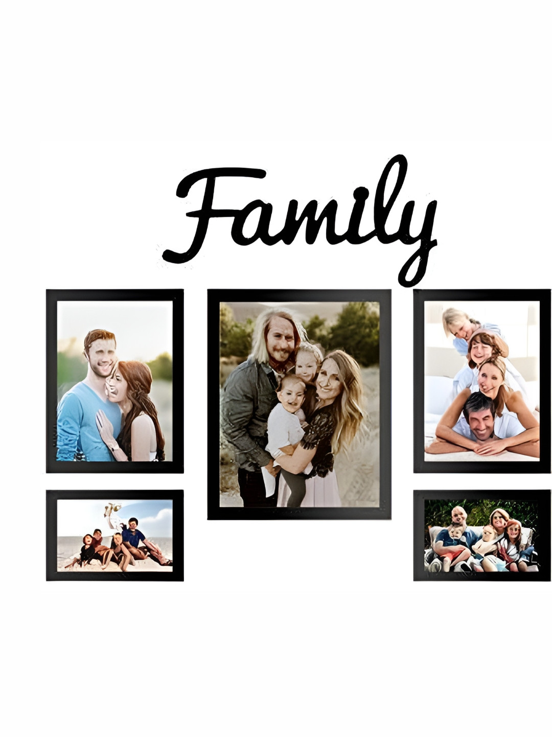 Stuthi Arts Black 5 Pieces Glass Wall Photo Frames