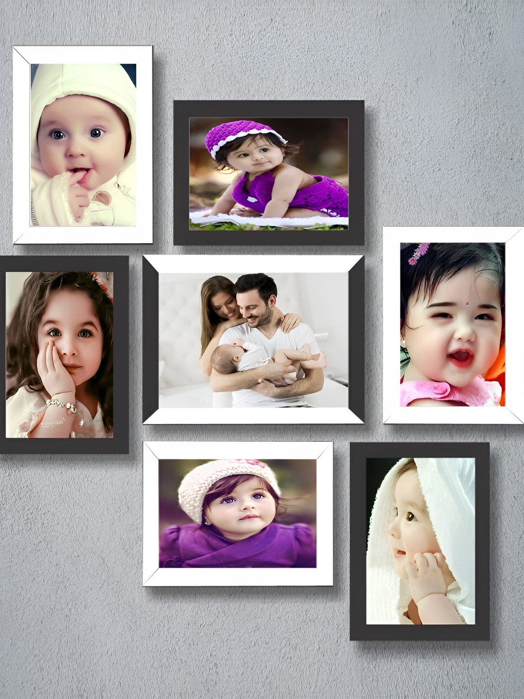Stuthi Arts White 5 to 7 Pieces Wood Wall Photo Frames