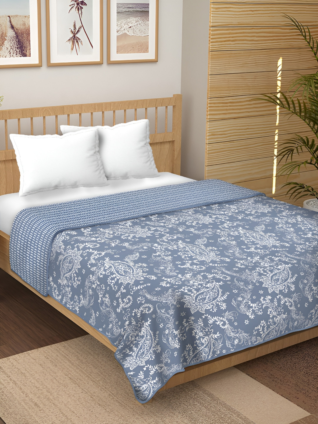 RF RELAXFEEL Grey & White Ethnic Motifs Cotton Heavy Winter 210 GSM Single Bed Dohar