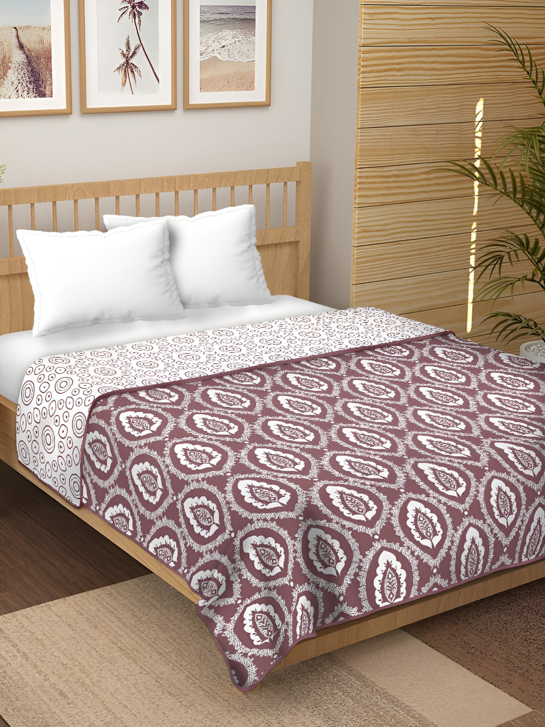 RF RELAXFEEL Brown & White Ethnic Motifs Cotton Heavy Winter 210 GSM Single Bed Dohar