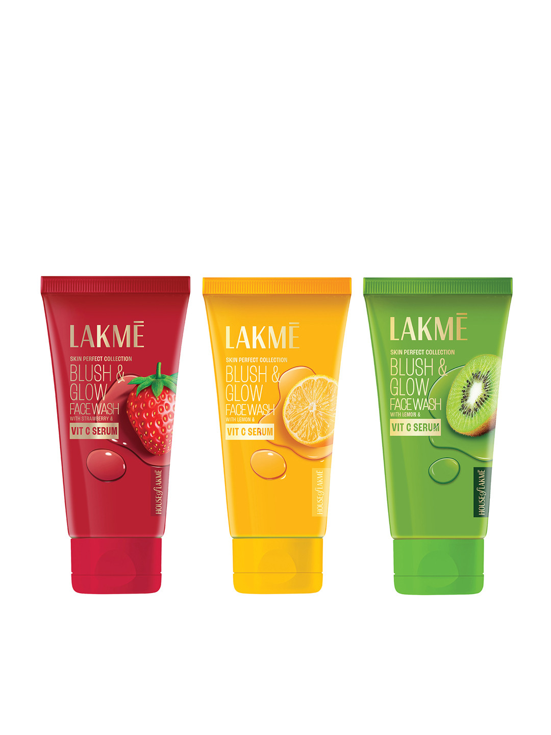 Lakme Set of 3 Blush & Glow Face Wash 100 g each - Strawberry + Lemon + Kiwi