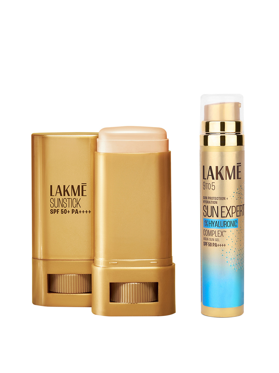 Lakme 9to5 Sun Expert Set of Tinted Invisible Sunstick 18 g & Hyaluronic Aqua Sun Gel 56 g