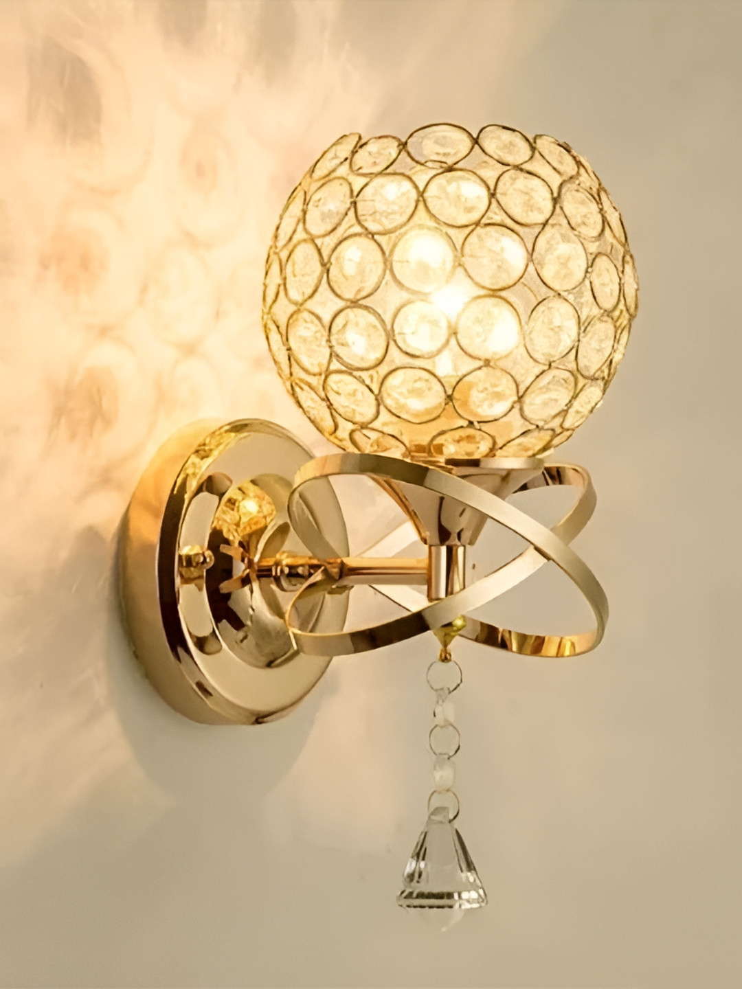 DENICRAAS Gold-Toned 2 Pieces Textured Spherical Iron Outdoor Lamp