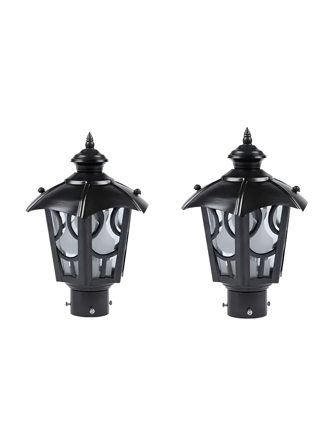 DENICRAAS Black Lighthouse 2 Pieces Gate Light Outdoor Lamps