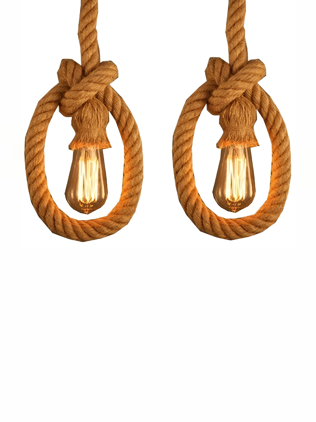 DENICRAAS 2-Pcs Brown Textured Hanging Ceiling Lamp