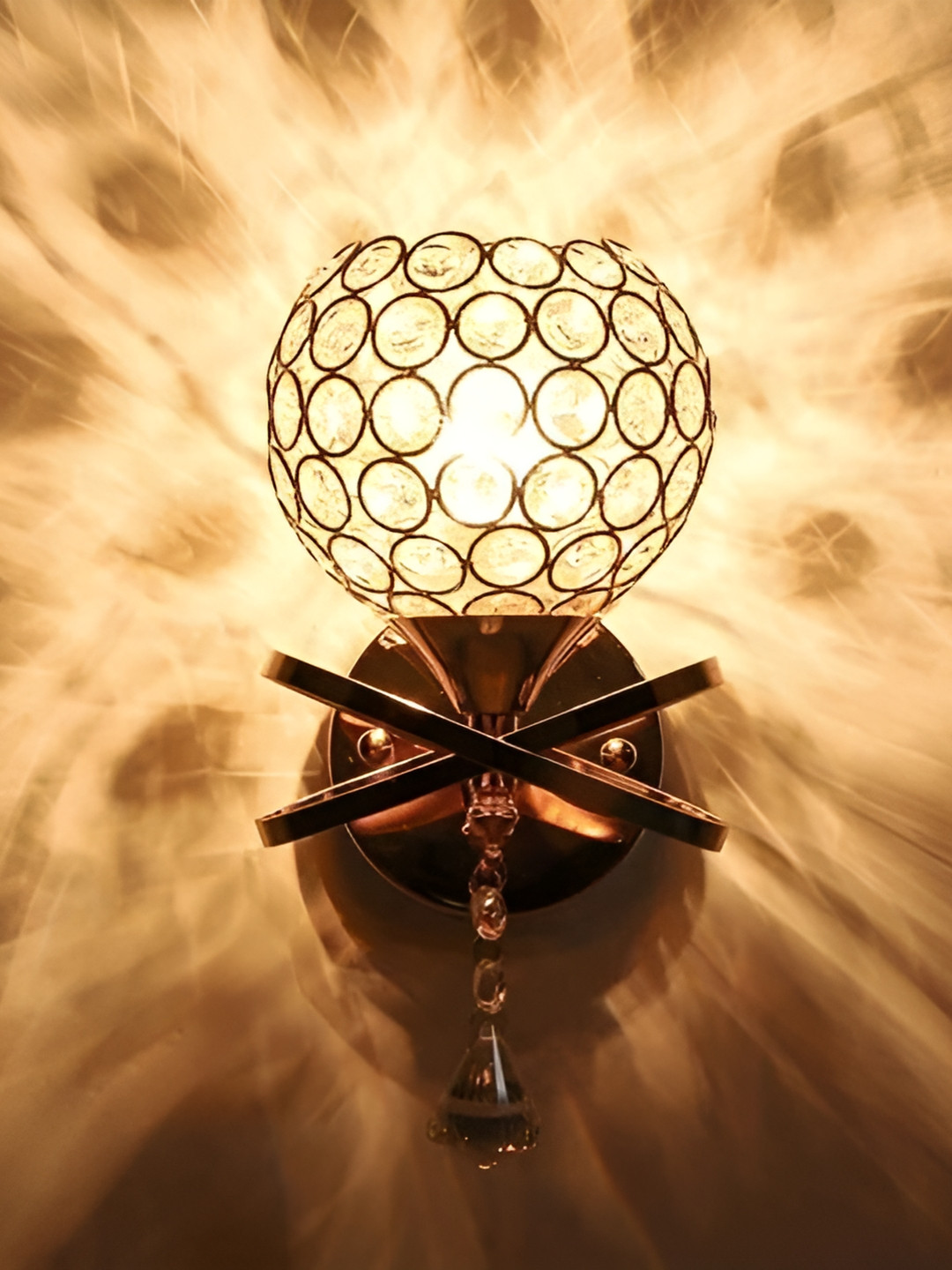 DENICRAAS Gold-Toned Textured Spherical Iron Outdoor Lamps