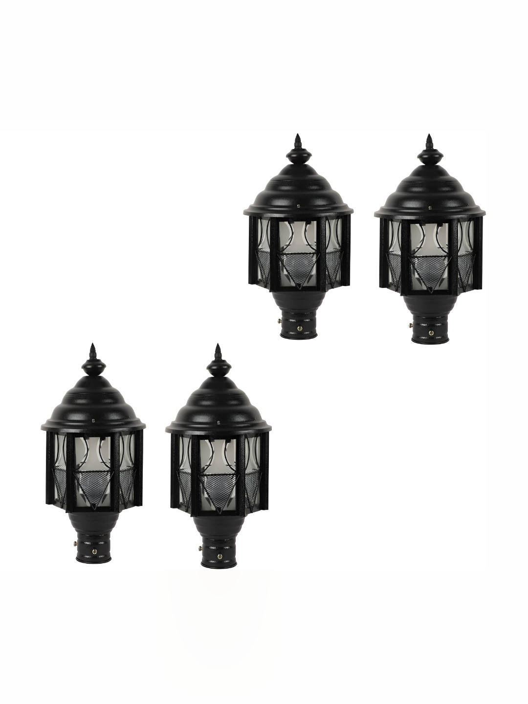 DENICRAAS Black 4 Pieces Abstract Shaped Outdoor Lamps