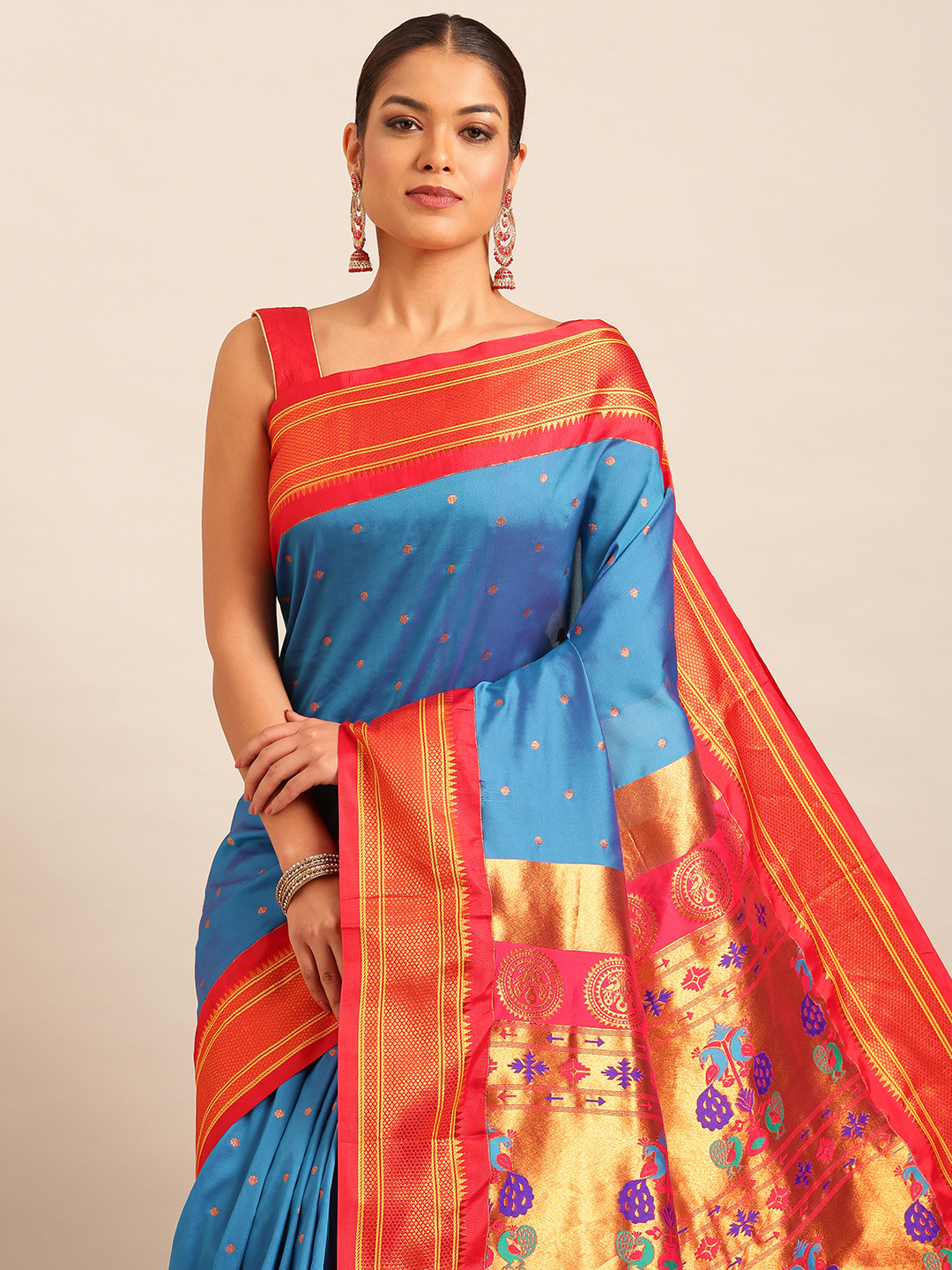 Varkala Silk Sarees Ethnic Motifs Zari Paithani Saree