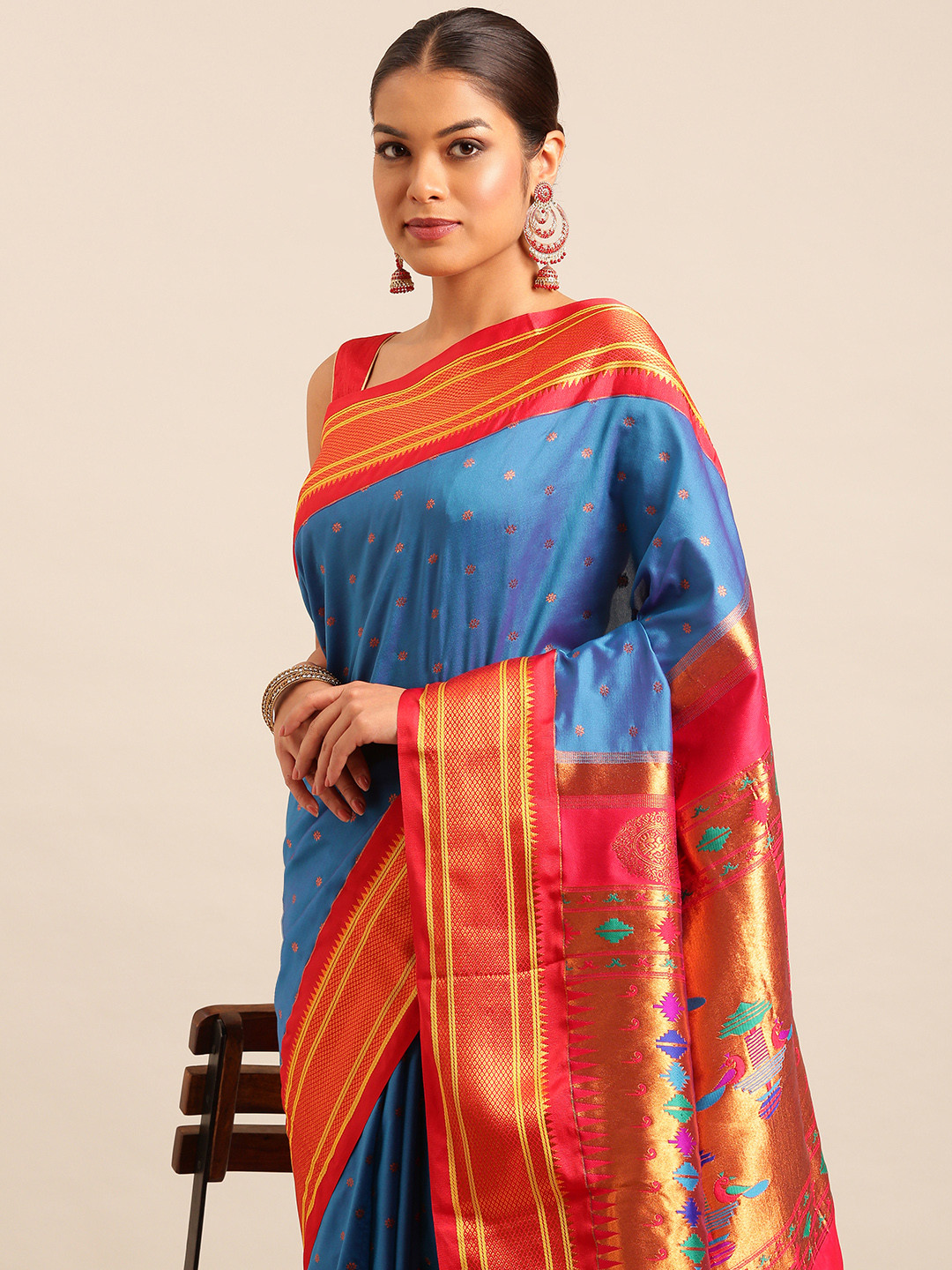Varkala Silk Sarees Ethnic Motifs Zari Paithani Saree