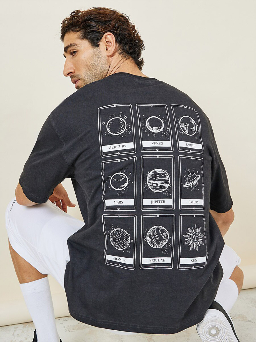 Styli Acid Wash Back Graphic Oversized T-shirt