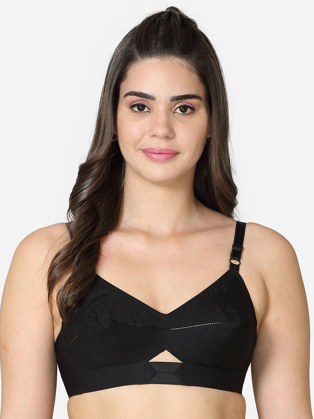 VStar Geometric Embroidered Medium Coverage Pure Cotton Everyday Bra With All Day Comfort